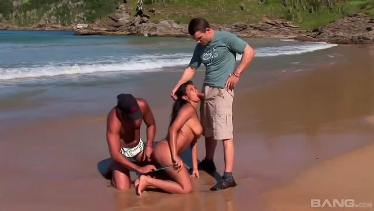 [BANG.com] - Threesome on the beach with brunette getting anal and facial - Tarra White - Jennifer Love - J.P.X.