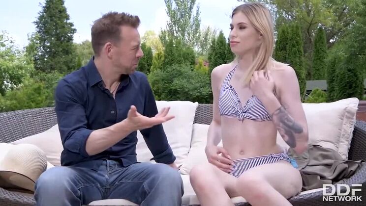 [HandsOnHardcore] - Blonde Milena Devi Outdoor Cumshot Fun - Milena Devi