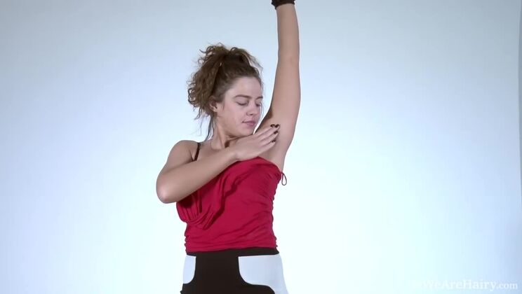 Hairy Brunette Dominique Strips Down to Nothing