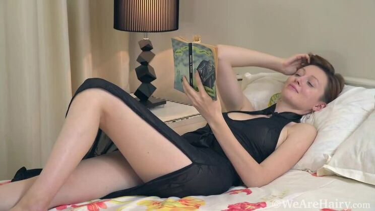Hairy Brunette Ginta Masturbates Alone