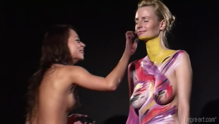 [Hegre] - Big Tits Brunette Erica And Redhead Karolina Body Art - Momo - Eva Tender