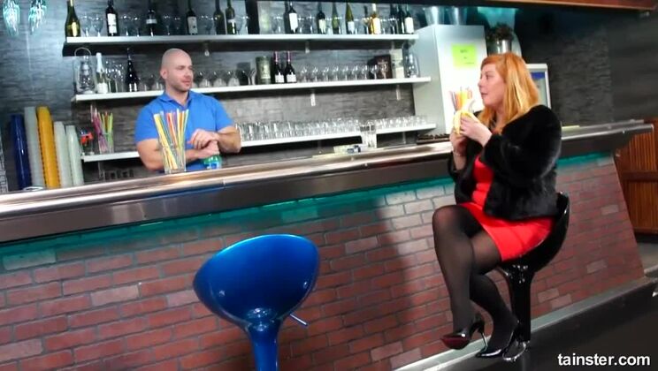 Blonde Bombshell Enjoys A Special Jizz Cocktail