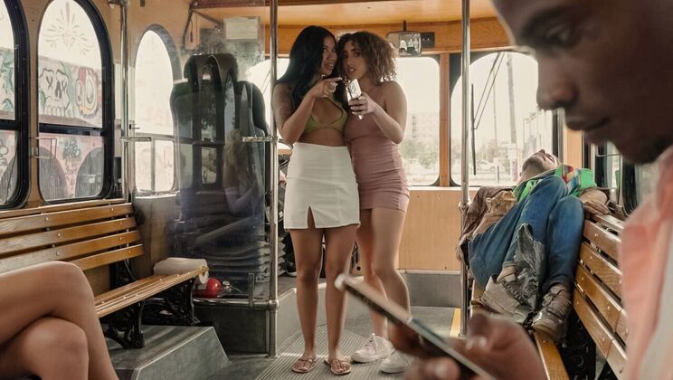 [RKPrime] - Latina Blonde Threesome on the Bus