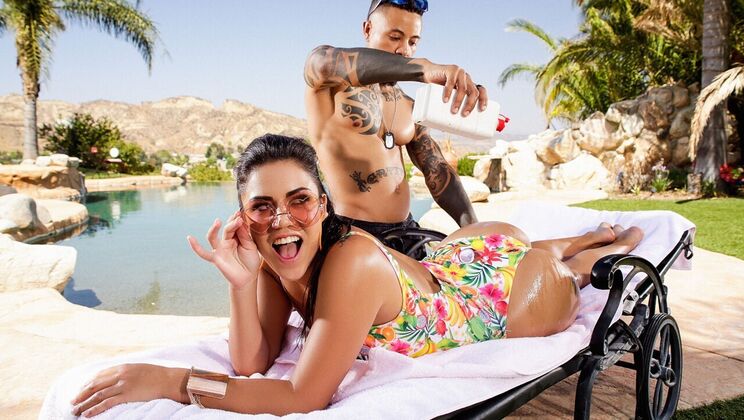 [MonsterCurves] - Pawg Girl Gets Anal by the Pool - Eddie Jaye - Monica Sage