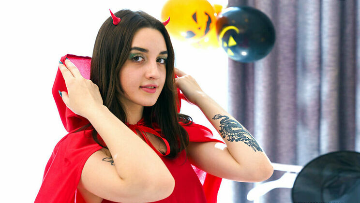 [ClubSweethearts] - Brunette Teen Masturbates on Halloween