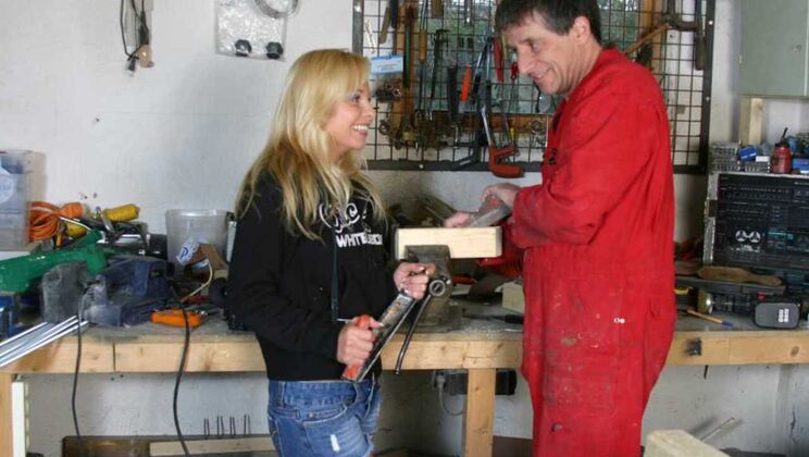 [Oldje] - Blonde Sharka Blue Sucks Wooden Dick - Andre - Sharka Blue