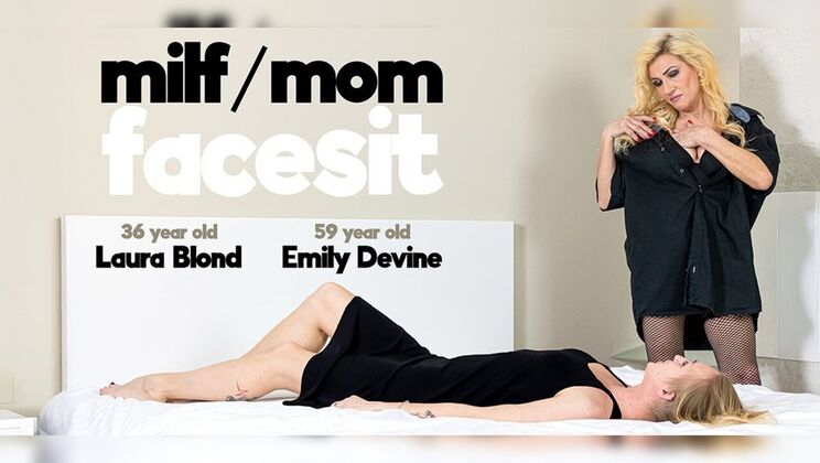 [Mature.nl] - Blonde Mom Laura and MILF Emily in Nude Lesbian Facesitting - Emily Devine - Laura Blond