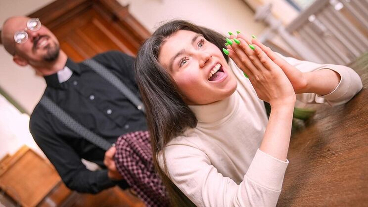 [DamnTight] - Brunette Ella June Deep Throat Blowjob Confession - Tony The D - Ella June