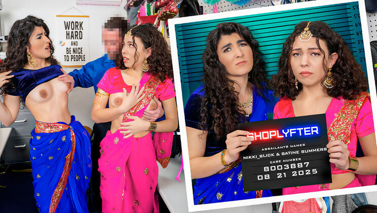 [Shoplyfter] - Threesome Blowjob and Pussy Licking Under Long Skirts - Jack Vegas - Satine Summers - Nikki Slick