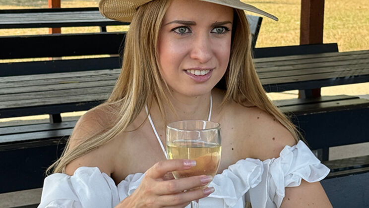 Adriana Sweet Blonde Naughty Blind Date Outdoors by the River