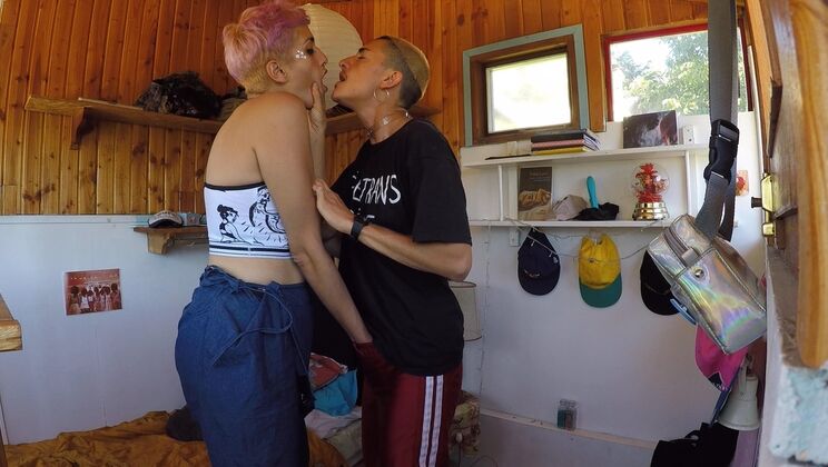 Tattooed Blonde Charo & Gael Fluid Bonded Cuddling