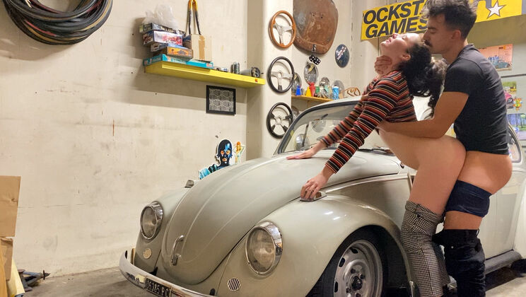 Love Bug Car Sex: Josie Licks Karmann’s Hairy Pussy