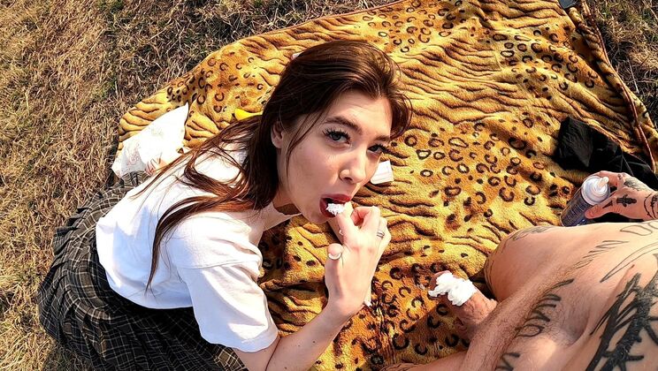 Igor & Lera Have a Banana Cream Picnic in Public