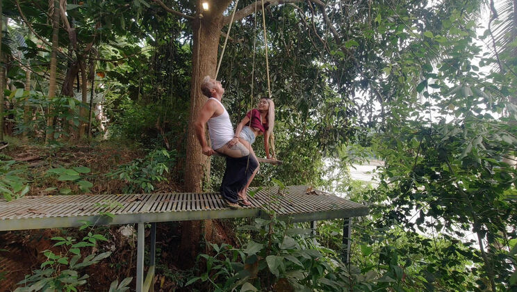 Anal on a Swing by the River in Public