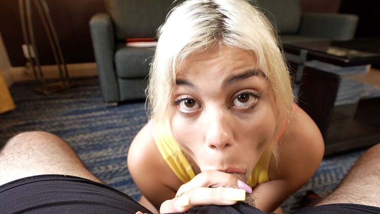 Shaved Blonde Lilith Grace in POV Blowjob Scene